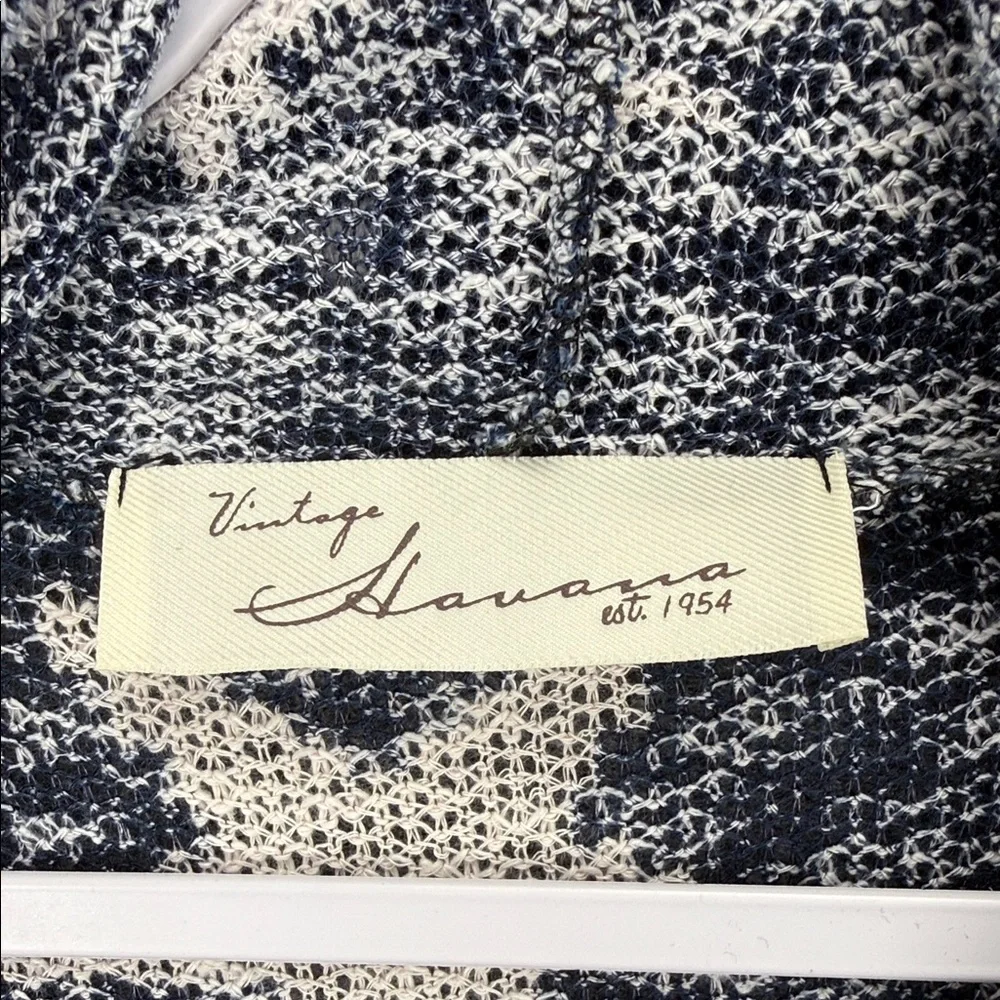 Vintage Havana Star Sheer Hooded Knit Pullover - Navy & Cream Small - Picture 2 of 14